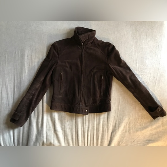 MK Maska Italian brown suede bomber jacket - Picture 2 of 11